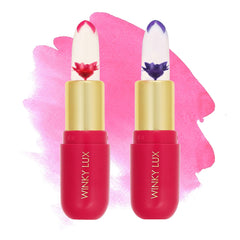 Winky Lux Flower Balm pink color-change swatch with shine