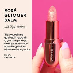 Winky Lux Glimmer Balm close-up highlights glitter melt and luminous sheen.