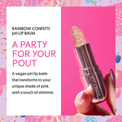Winky Lux Rainbow Glitter Confetti Balm packaging highlights clean beauty commitments