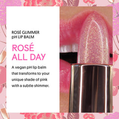 Winky Lux Rosé Glimmer Balm glitter close-up with micro sparkle for luminous lips.