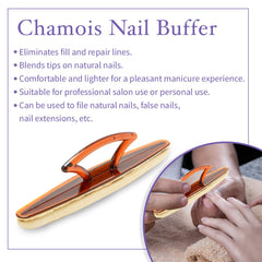 Winning Nails Chamois Buffer hands image shows polished nails with even texture for shine.