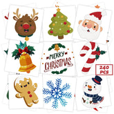 Winthrop bulk Christmas tattoos 240 pack front view ideal for stocking stuffers