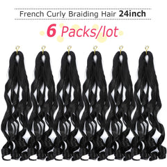 WIPPORYA French Curly Braiding Hair 24in loose-wave shot demonstrates natural movement.