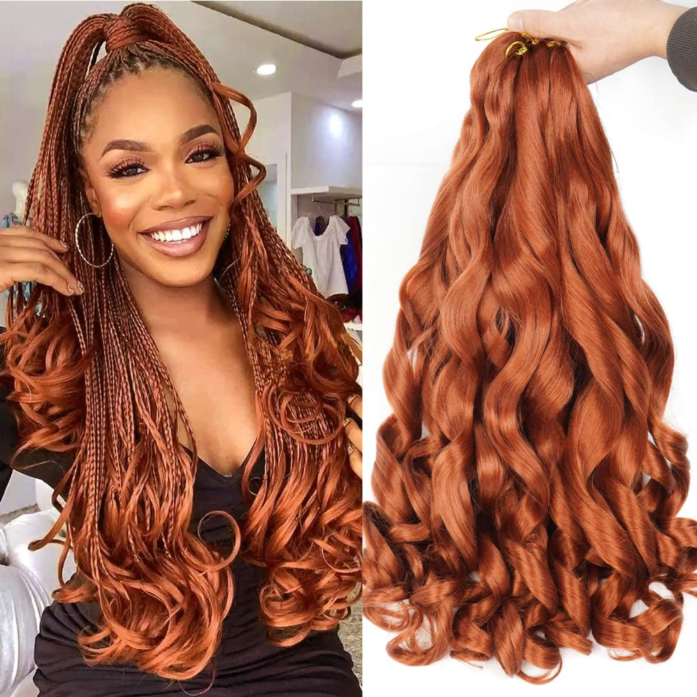 WIPPORYA Ginger French Curl braiding hair 24 inch length for smooth protective styling.