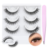wiwoseo self-adhesive eyelashes pack shows three pairs for quick, glue-free wear