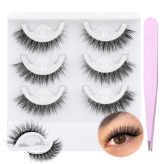 wiwoseo self-adhesive eyelashes pack shows three pairs for quick, glue-free wear