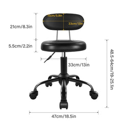 WKWKER rolling stool backrest detail showing supportive design for relaxed posture.