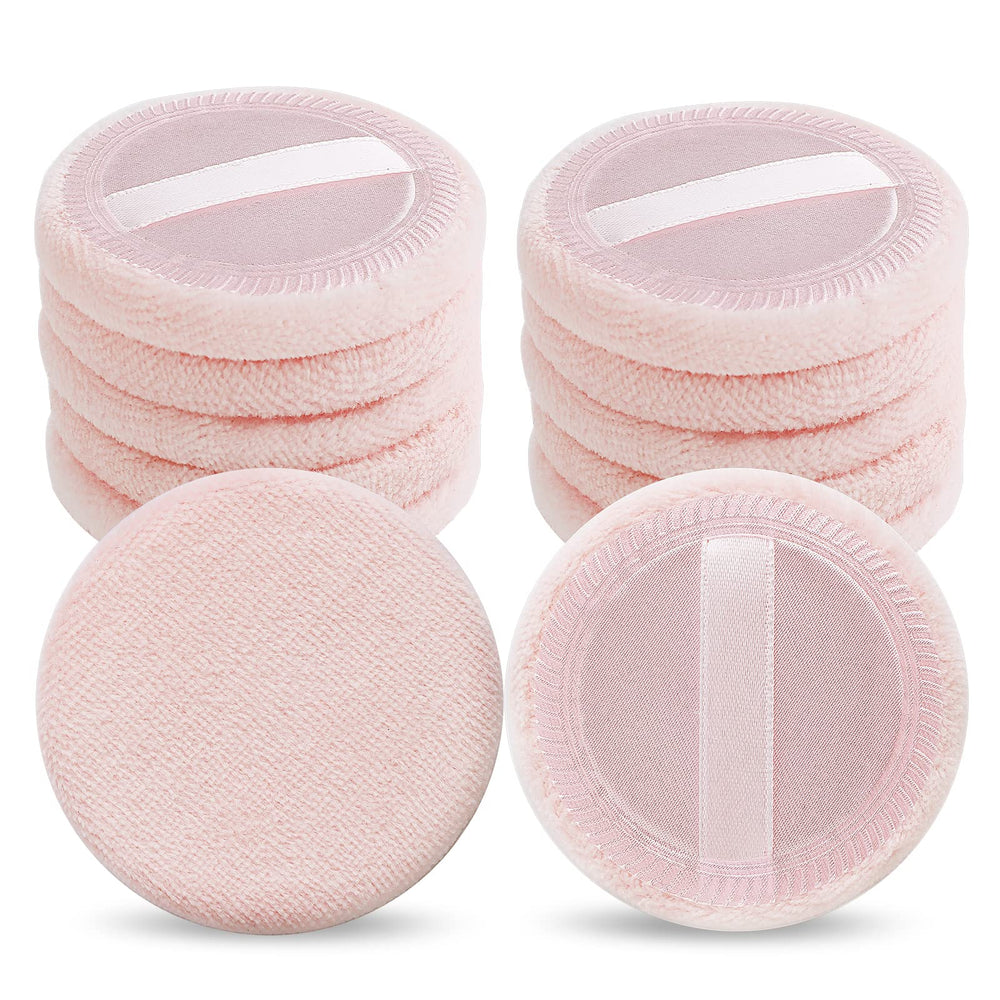 WLLHYF pink cotton powder puff round 12pc for smooth foundation application