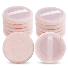 WLLHYF pink cotton powder puff round 12pc for smooth foundation application