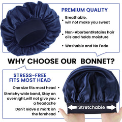 WLLHYF satin bonnet provides hair protection overnight by reducing friction.