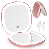 WOBSION travel mirror front view in rose gold for on-the-go makeup touch-ups.