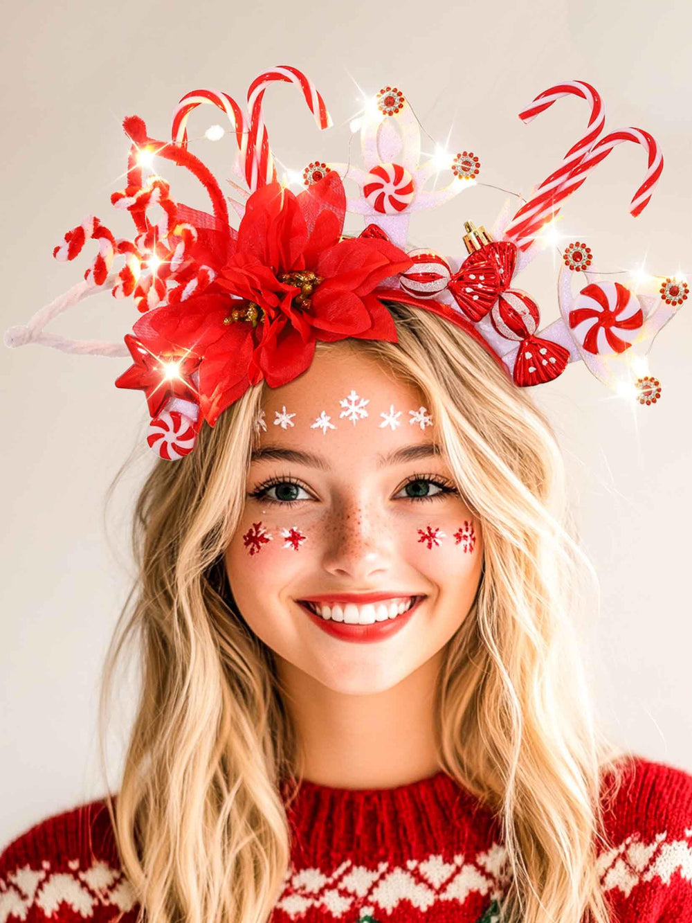 Woeoe LED Christmas snowflake headband lights up festive hairstyle for parties