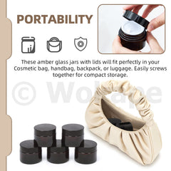 Wokape travel-ready jars fit in bags for cosmetics on the go