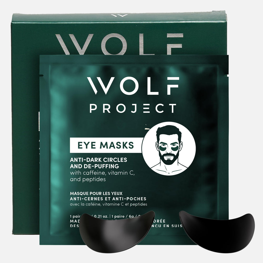 The Wolf Project Under Eye Patches pack close-up for depuffing relief