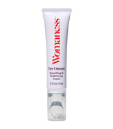 Womaness Eye Opener tube application delivering refreshing under-eye hydration for delicate skin.