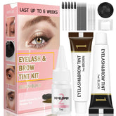 WOMEIKI eyelash and eyebrow color kit packaging shows professional at-home color results.