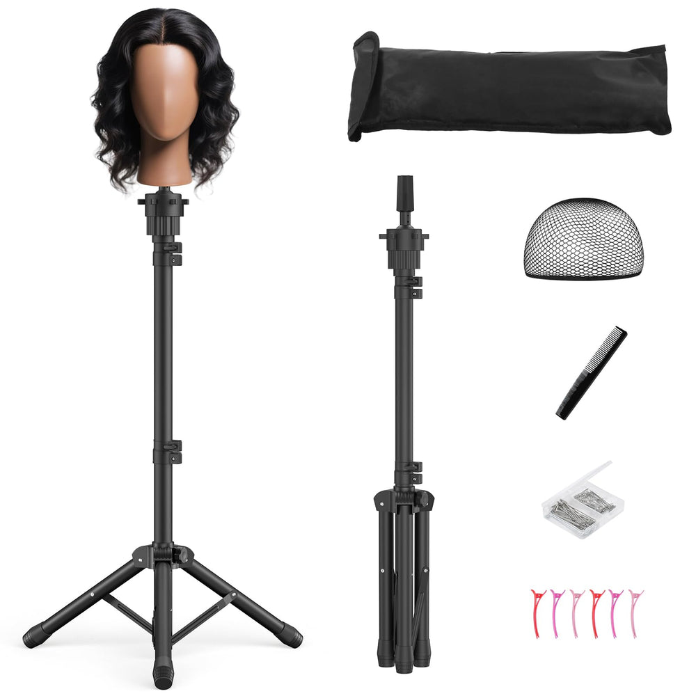 Womnwomn Wig Stand Tripod base provides a stable foundation for precise wig styling.