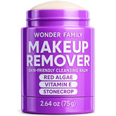 Wonder Family cleansing balm stick packaging highlights travel-friendly design for quick makeup removal.