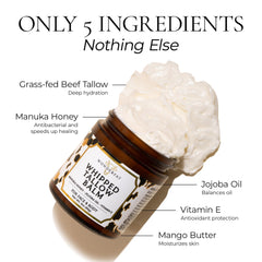 Wonderfat whipped tallow balm on skin demonstrates fast absorption and satin finish.