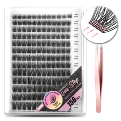WONSIS self-adhesive eyelash box with 156 clusters for versatile looks