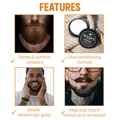 Woody's beard balm hands-application – easy distribution for smooth, frizz-free results.
