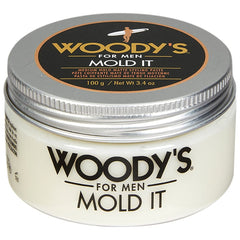 Woody's Mold It Matte Hair Paste closeup tube for natural matte finish styling.