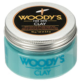 Woody's Premium Hair Clay bottle features matte finish for everyday texture and flexible hold.