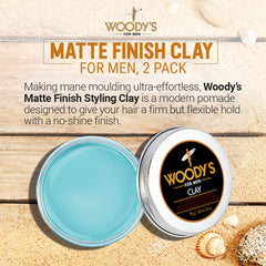 Woody's Premium Hair Clay scoop demonstrates stronghold that adapts as you style.