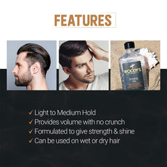 Woody's Styling Gel adds volume and lift for versatile looks.