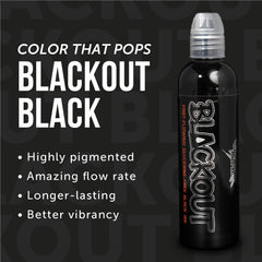 World Famous Tattoo Ink Blackout Detailed Line Work captures clean, crisp lines.