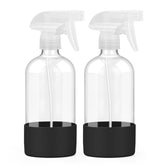 Worldgsb 2-pack glass spray bottles 16oz black for everyday cleaning and plant care.