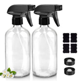 Worldgsb glass spray bottle 16oz clear with labels for organization