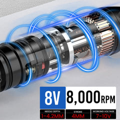 Wormhole Tattoo Gun Kit battery display shows voltage at a glance for precise tuning.