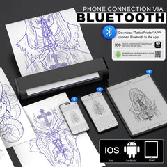 Wormhole Tattoo stencil printer side view highlighting slim profile for travel