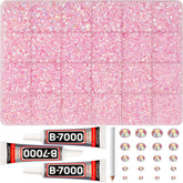 Worthofbest pink rhinestones 31000-piece container for bold DIY embellishments and bling.