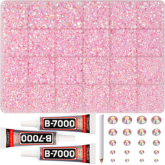 Worthofbest pink rhinestones 31000-piece container for bold DIY embellishments and bling.