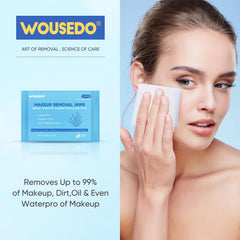 WOUSEDO makeup remover wipes alcohol-free formula for gentle cleansing without irritation.