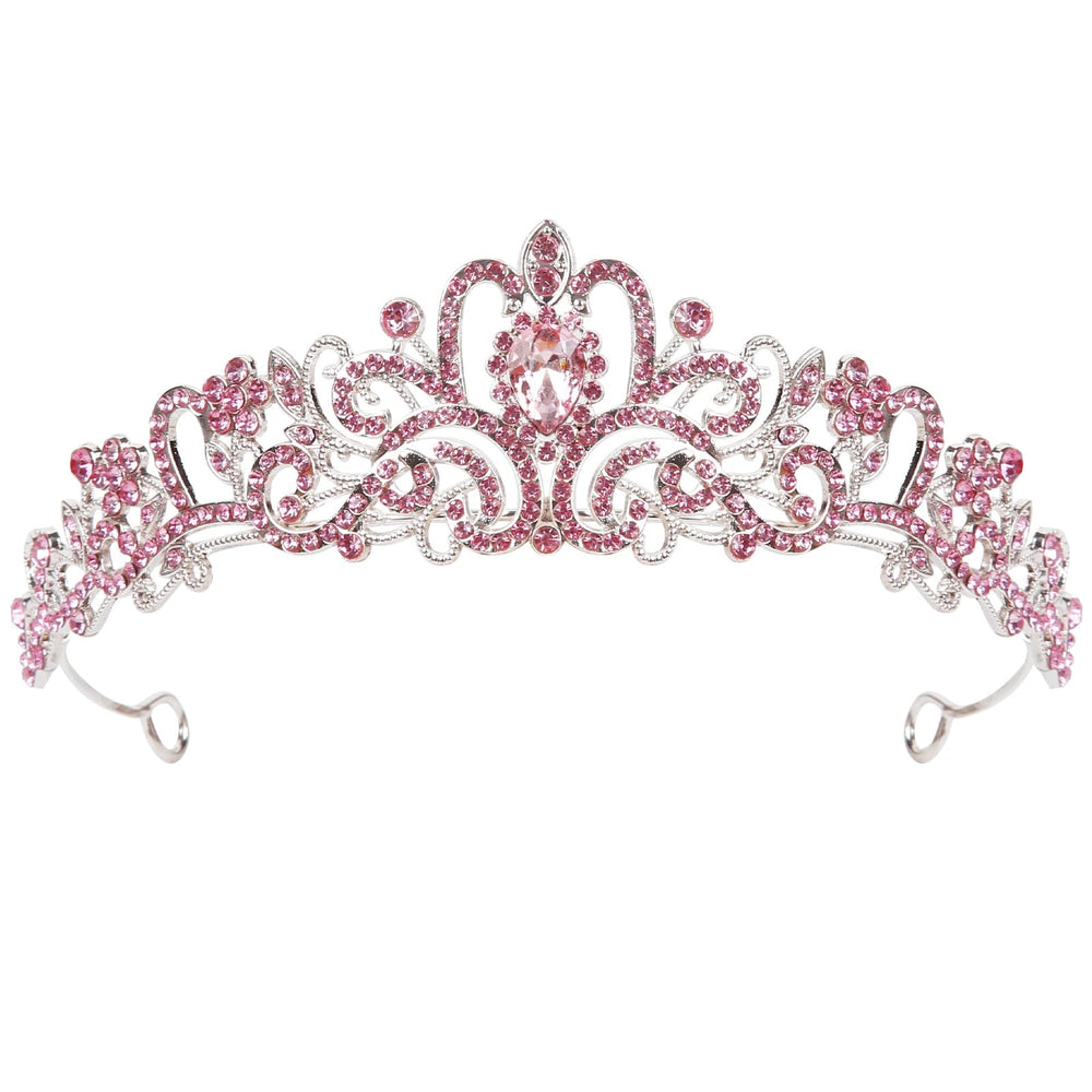 WOVOWOVO Tiara pink metal structure shines for wedding photos, classic glamour