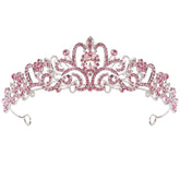 WOVOWOVO Tiara pink metal structure shines for wedding photos, classic glamour