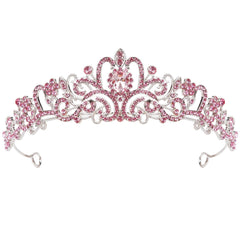 WOVOWOVO Tiara pink metal structure shines for wedding photos, classic glamour
