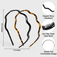 WOVOWOVO wavy headband in tortoiseshell adds timeless flair with comfortable wear.