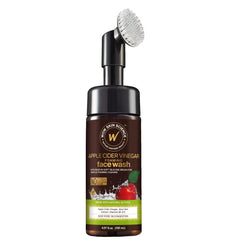 WOW Skin Science Apple Cider Vinegar foam face wash with brush for gentle exfoliation and pore refinement.