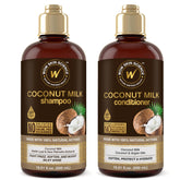 WOW Skin Science Coconut Milk Shampoo bottle shows gentle cleansing and hydration
