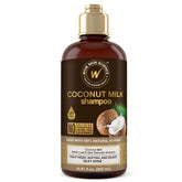 WOW Skin Science Coconut Oil Milk Shampoo bottle pour highlights hydrating cleanse for dry & frizzy hair