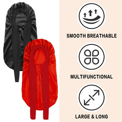 WOZUTUNT large-cap satin bonnet fully covers long hair for versatile bedtime routines