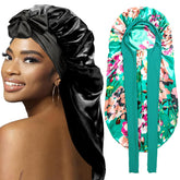 WOZUTUNT braid bonnet long satin 2pc for black hair protects while sleeping