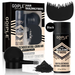 WOZUTUNT hair fibers-application closeup shows instant thickness for a natural-looking hairline.