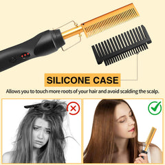 WOZUTUNT hot comb wig-use image shows wig-friendly styling compatibility