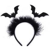 WRBAJIS Halloween bat headband with two plush bats for festive costumes