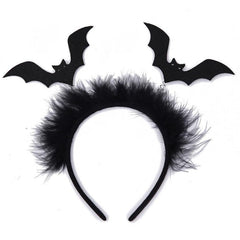 WRBAJIS Halloween bat headband with two plush bats for festive costumes